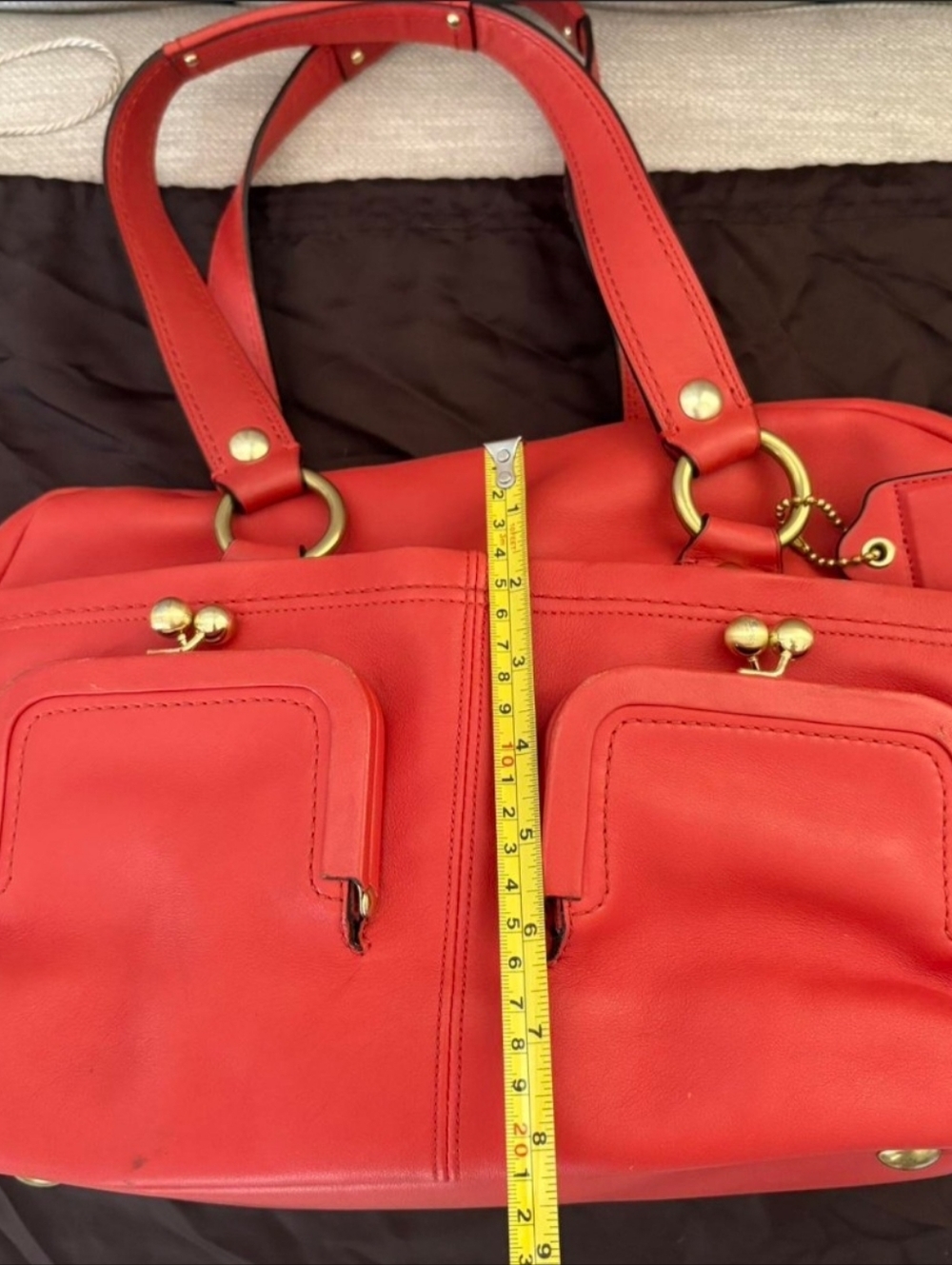 Coach Bleecker Street Leather Shoulder Bag Double Kiss Locks 11257 Ellie Style - Picture 5 of 8